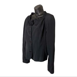 Etcetera Ruffle Neck Tie Button Black Blazer Jacket